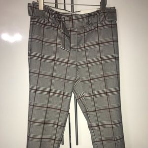 Ann Taylor belted plaid dress pants